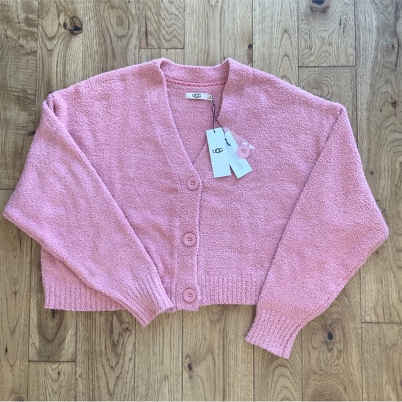 Ugg Cardigan Button Front Boxy Blush Pink Sweater Women’s Size XLarge NWT - Picture 7 of 12